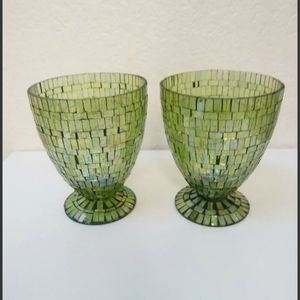 Crate & Barrel Mosaic Glass Hurricane Candle